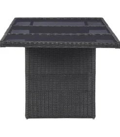 Hot 7-delige Tuinset poly rattan zwart Tuinmeubelen