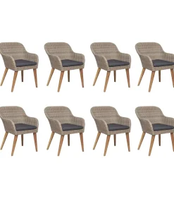 Clearance 9-delige Tuinset poly rattan bruin Tuinmeubelen