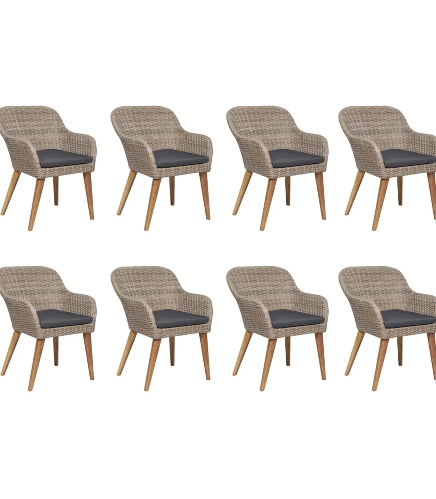 Clearance 9-delige Tuinset poly rattan bruin Tuinmeubelen