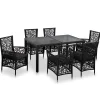Online 7-delige Tuinset poly rattan zwart Tuinmeubelen