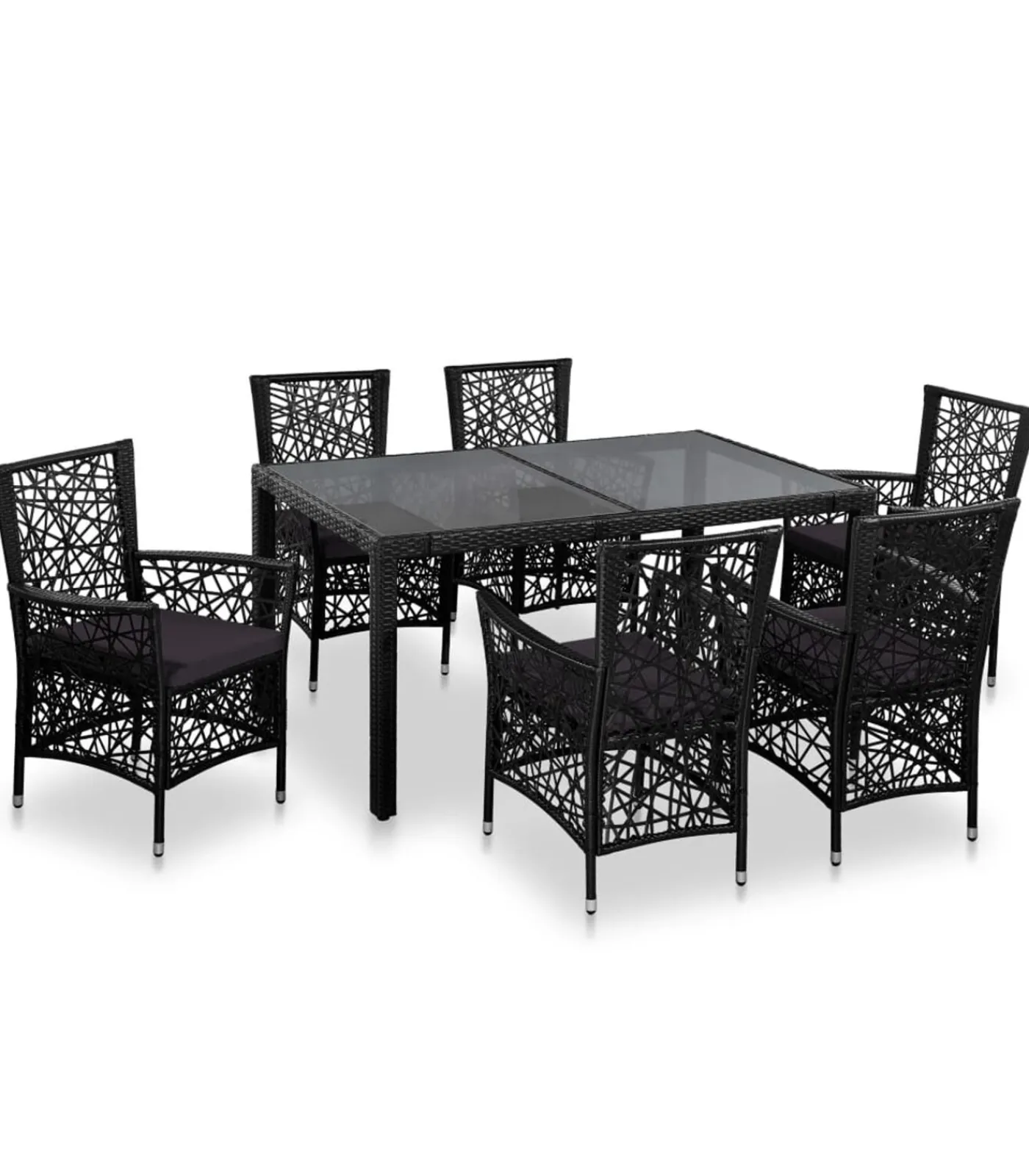 Online 7-delige Tuinset poly rattan zwart Tuinmeubelen