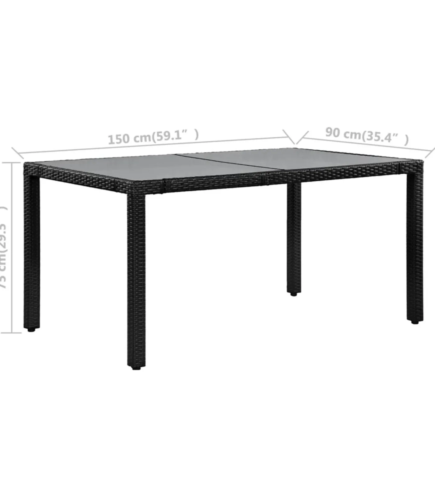 Online 7-delige Tuinset poly rattan zwart Tuinmeubelen