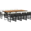 Outlet 9-delige Tuinset poly rattan zwart Tuinmeubelen