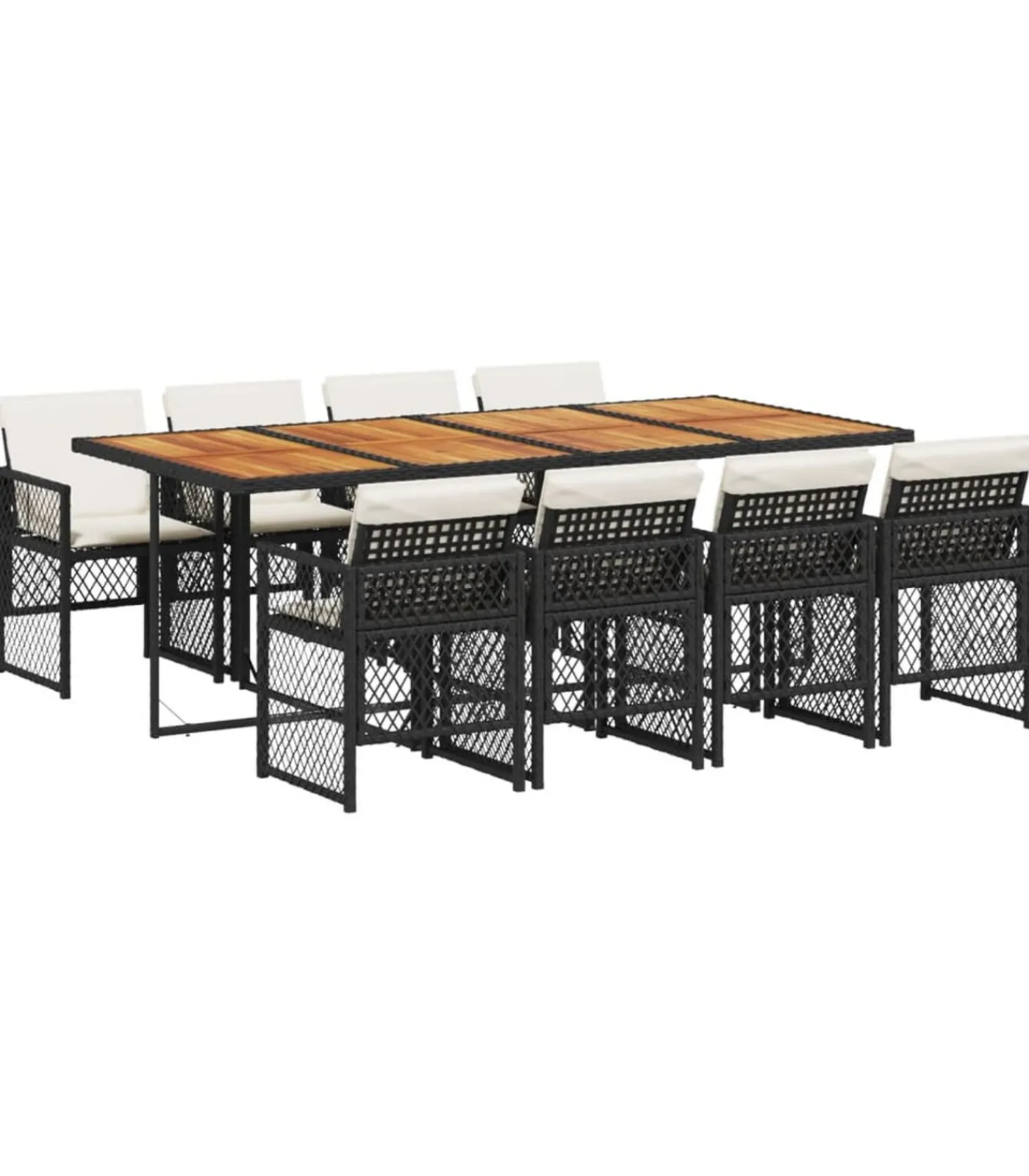 Outlet 9-delige Tuinset poly rattan zwart Tuinmeubelen