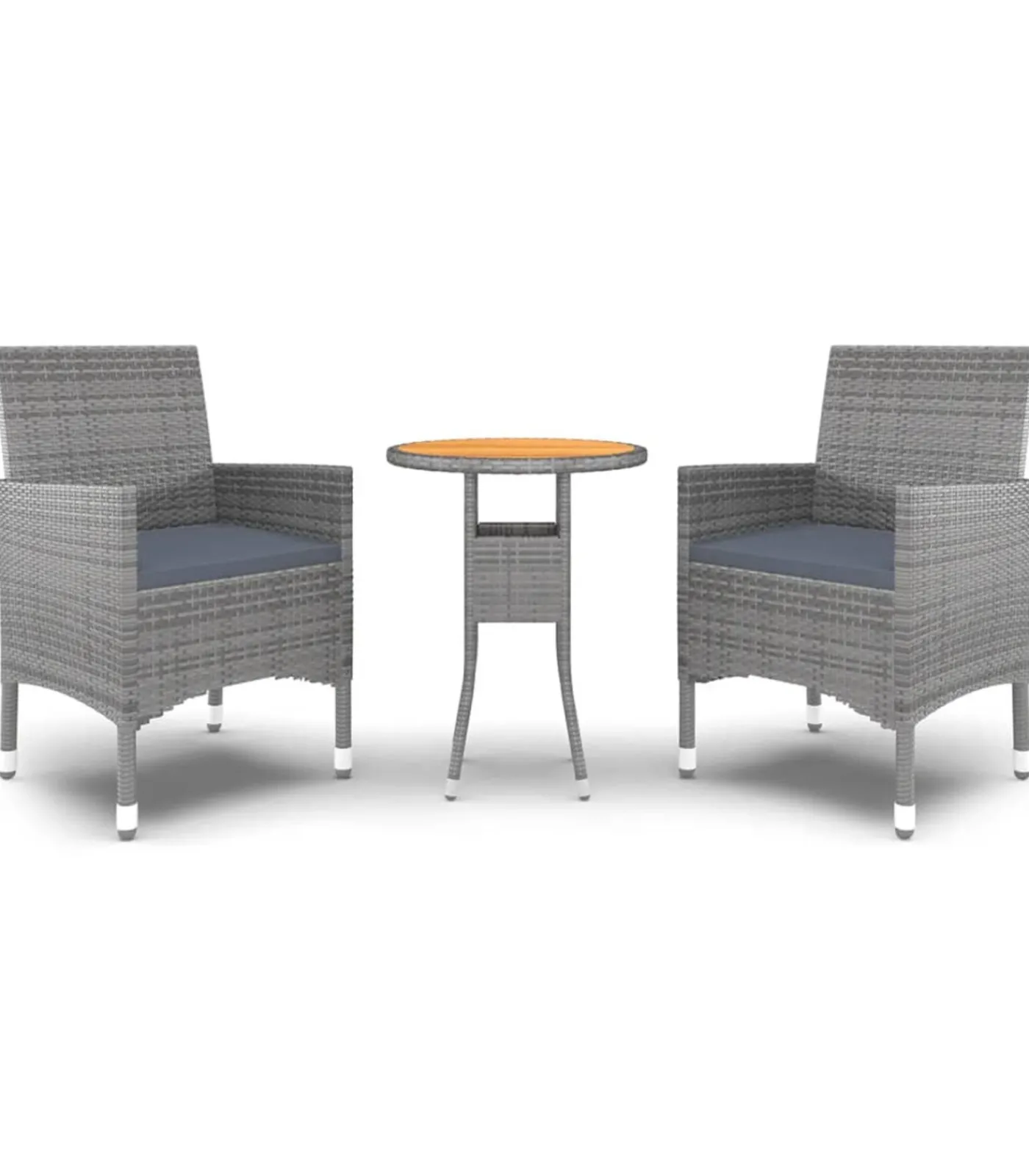 Discount 3-delige Tuinset poly rattan grijs Tuinmeubelen