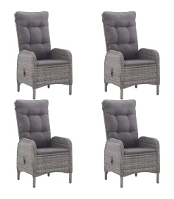 Online 5-delige Tuinset poly rattan en glas grijs Tuinmeubelen