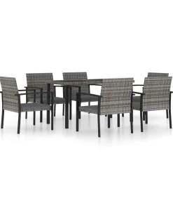 New 7-delige Tuinset poly rattan grijs Tuinmeubelen