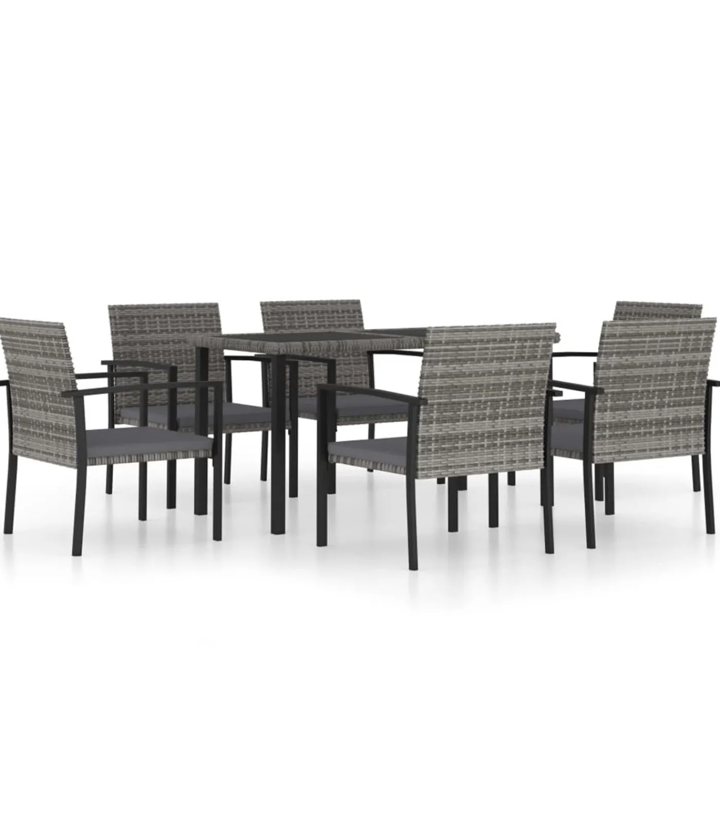 New 7-delige Tuinset poly rattan grijs Tuinmeubelen