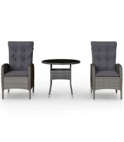 Sale 3-delige Tuinset poly rattan grijs Tuinmeubelen
