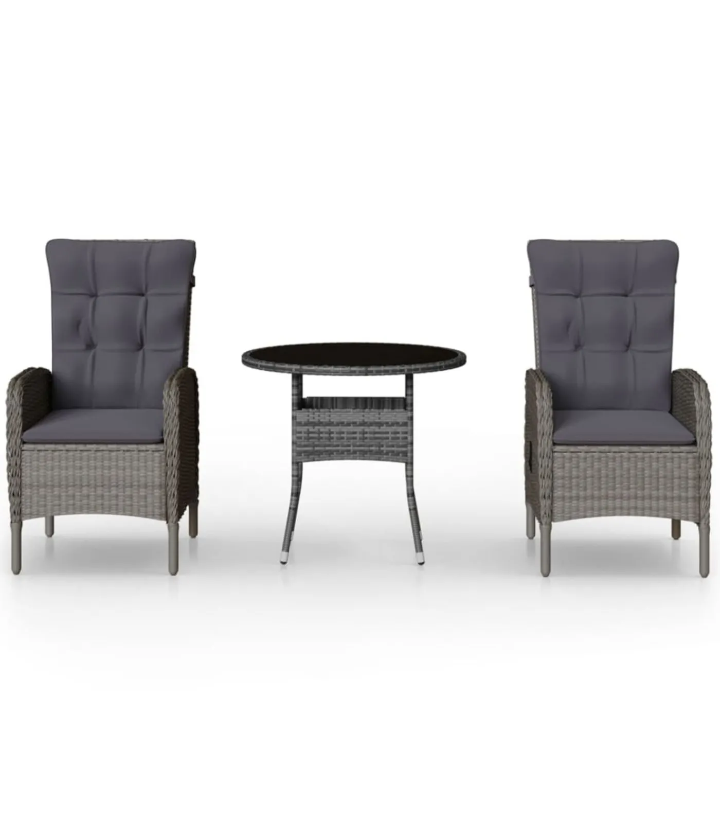 Sale 3-delige Tuinset poly rattan grijs Tuinmeubelen