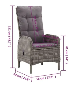 Sale 3-delige Tuinset poly rattan grijs Tuinmeubelen