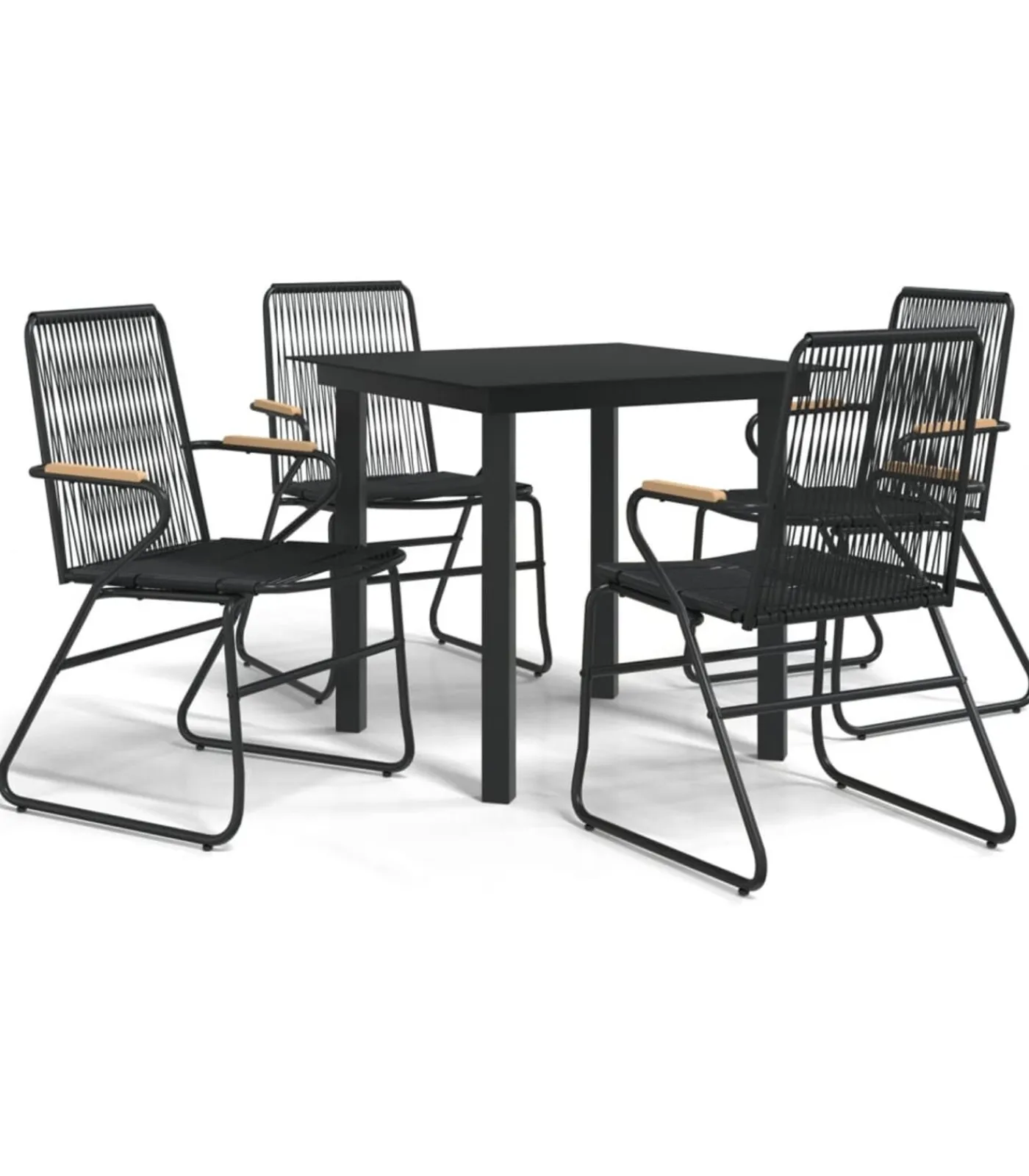 Sale 5-delige Tuinset PVC-rattan zwart Tuinmeubelen