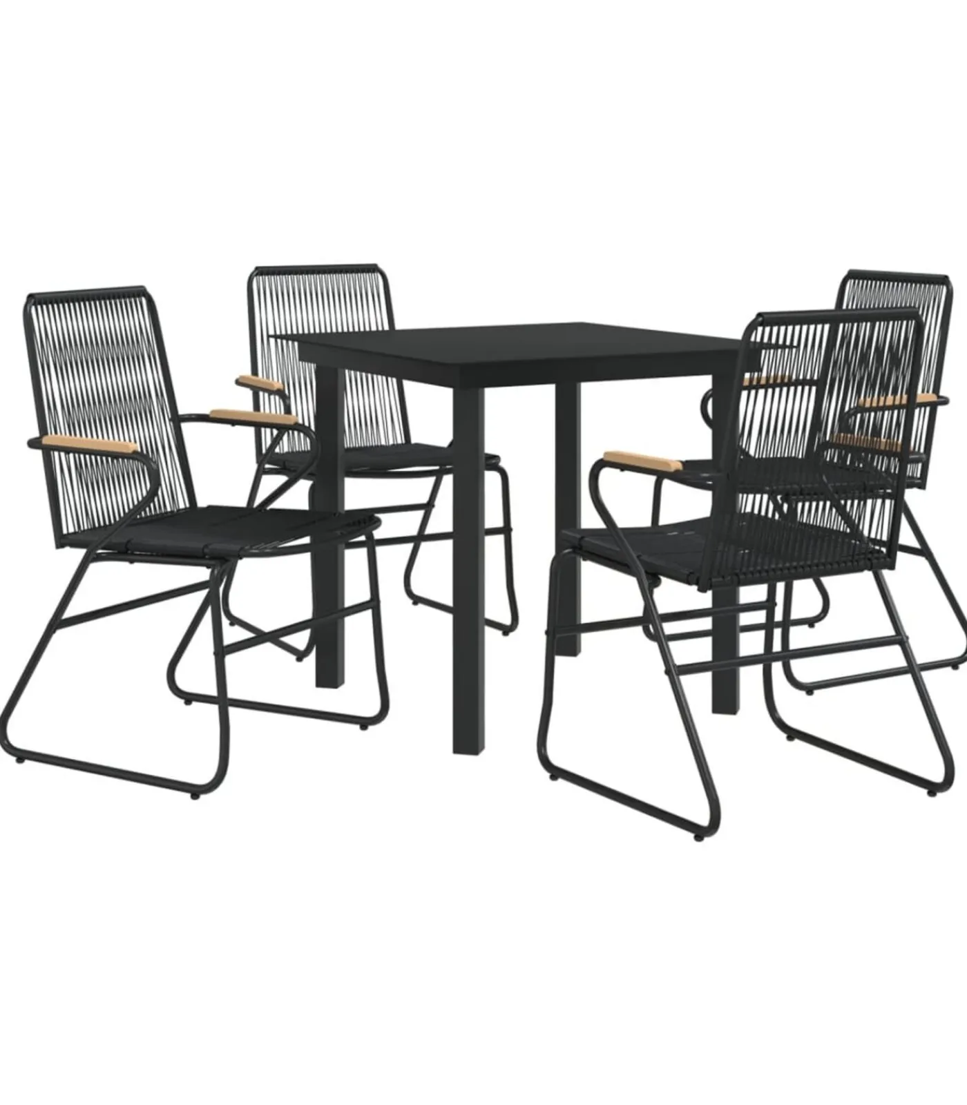 Sale 5-delige Tuinset PVC-rattan zwart Tuinmeubelen