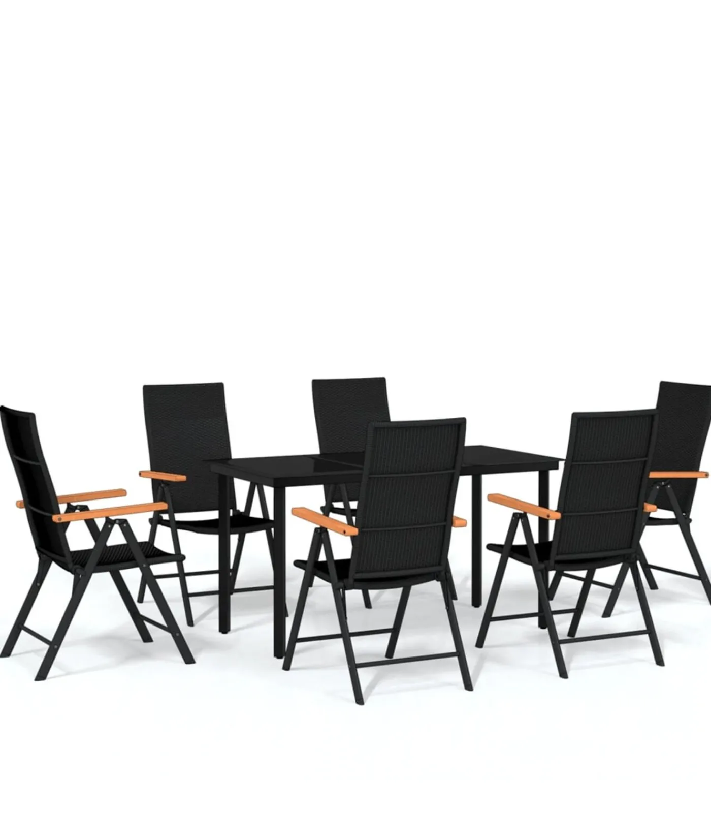 Hot 7-delige Tuinset zwart Tuinmeubelen