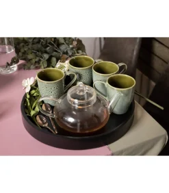 New Dienblad Acacia Zwart ø 35 cm Tafelgerei