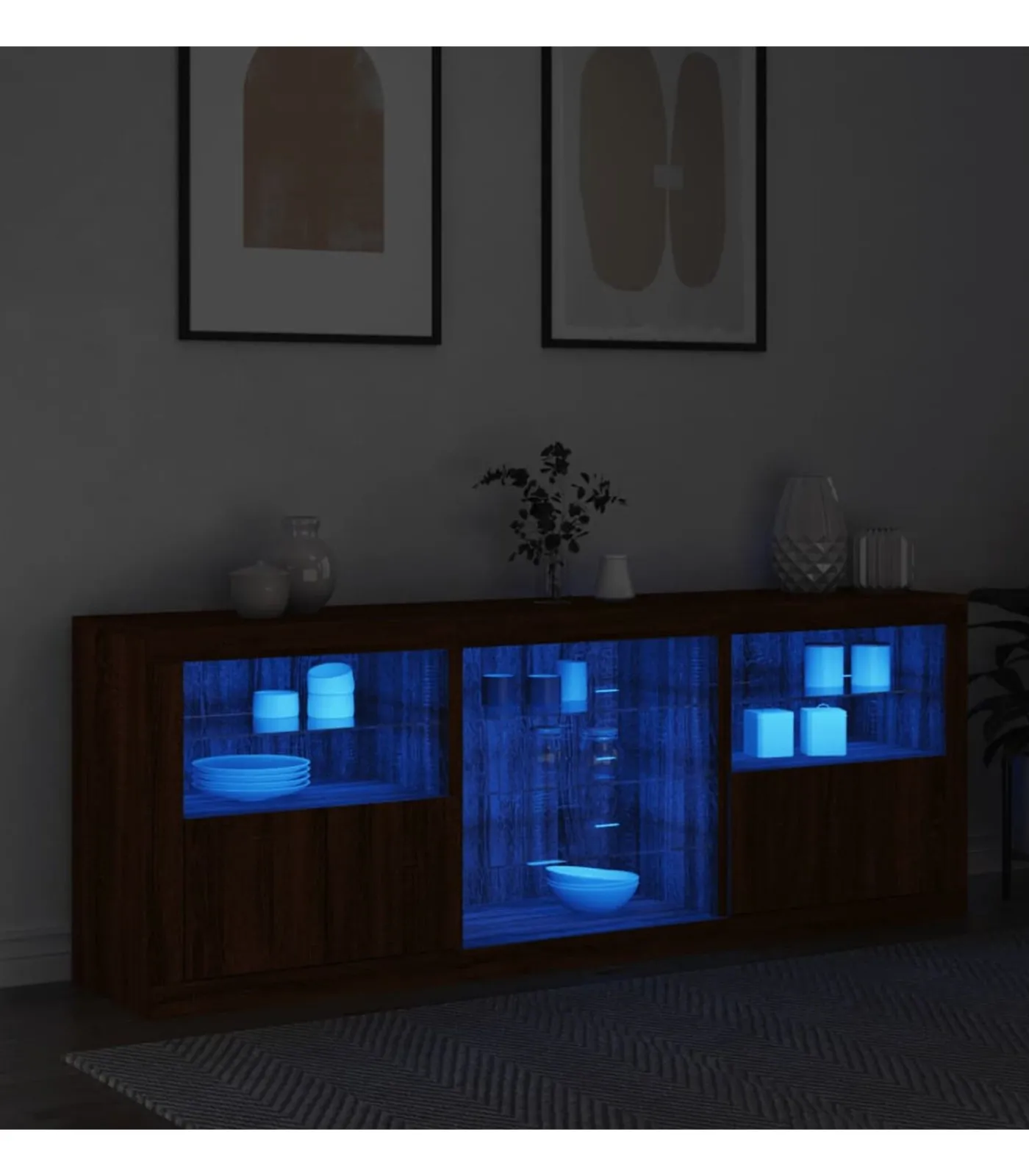Clearance Dressoir met LED-verlichting 181,5x37x67 cm bruin eikenkleur Meubels