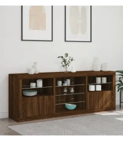 Clearance Dressoir met LED-verlichting 181,5x37x67 cm bruin eikenkleur Meubels