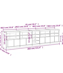 Online Dressoir met LED-verlichting 283x37x67 cm bruin eikenkleur Meubels