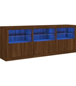Sale Dressoir met LED-verlichting 181,5x37x67 cm bruin eikenkleur Meubels