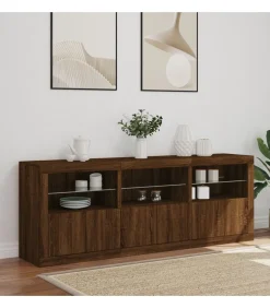 Sale Dressoir met LED-verlichting 181,5x37x67 cm bruin eikenkleur Meubels