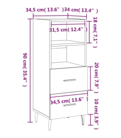 Clearance Dressoir 34,5x34x90 cm bewerkt hout sonoma eiken Meubels