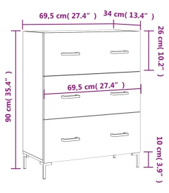 New Dressoir 69,5x34x90 cm bewerkt hout gerookt eikenkleurig Meubels