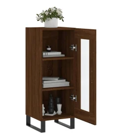 Clearance Dressoir 34,5x34x90 cm bewerkt hout bruin eikenkleur Meubels