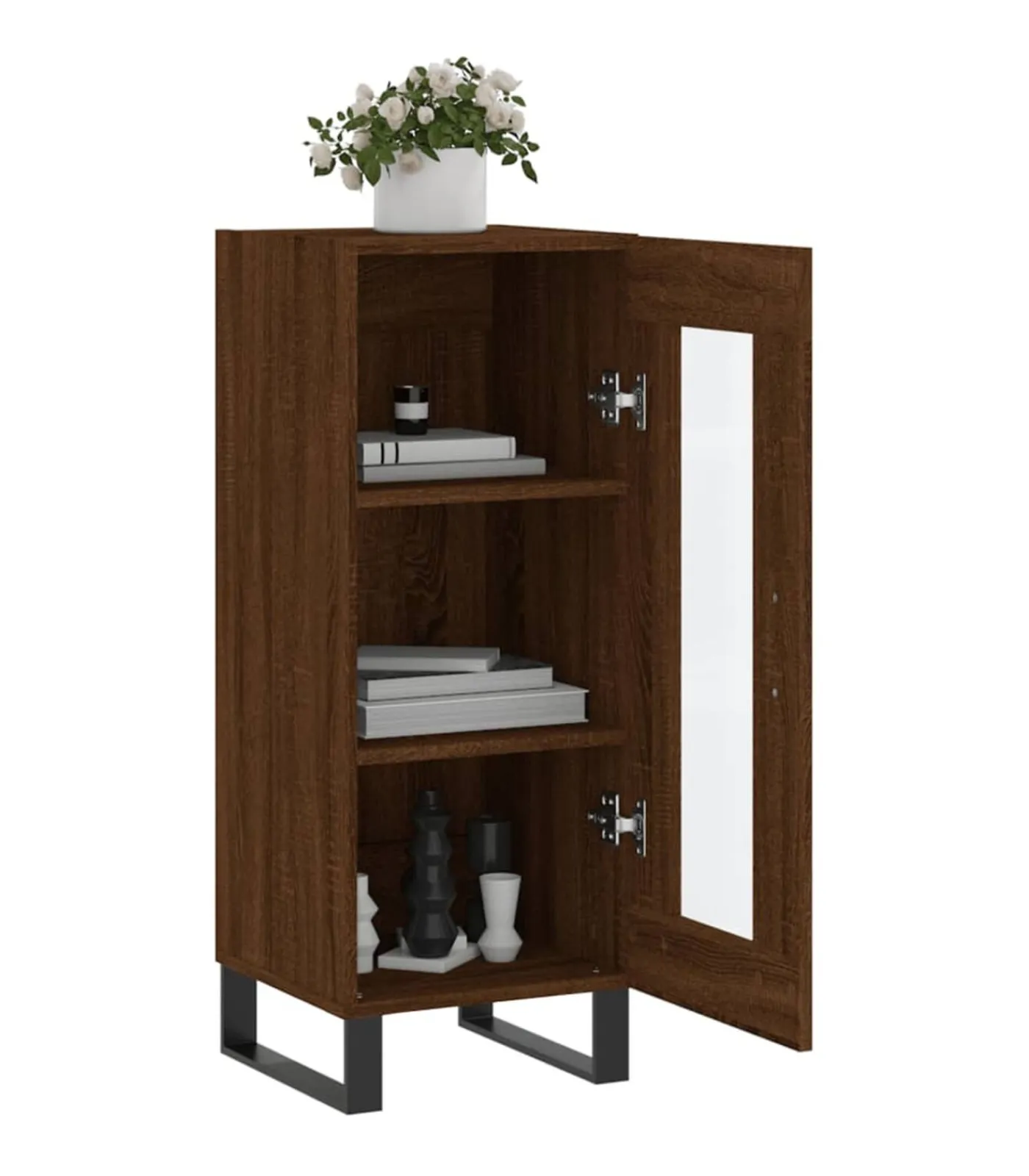 Clearance Dressoir 34,5x34x90 cm bewerkt hout bruin eikenkleur Meubels