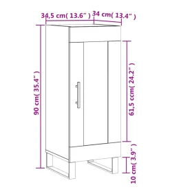 Clearance Dressoir 34,5x34x90 cm bewerkt hout bruin eikenkleur Meubels