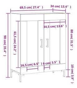 Online Dressoir 69,5x34x90 cm bewerkt hout hoogglans wit Meubels