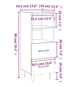Best Dressoir 34,5x34x90 cm bewerkt hout gerookt eiken Meubels