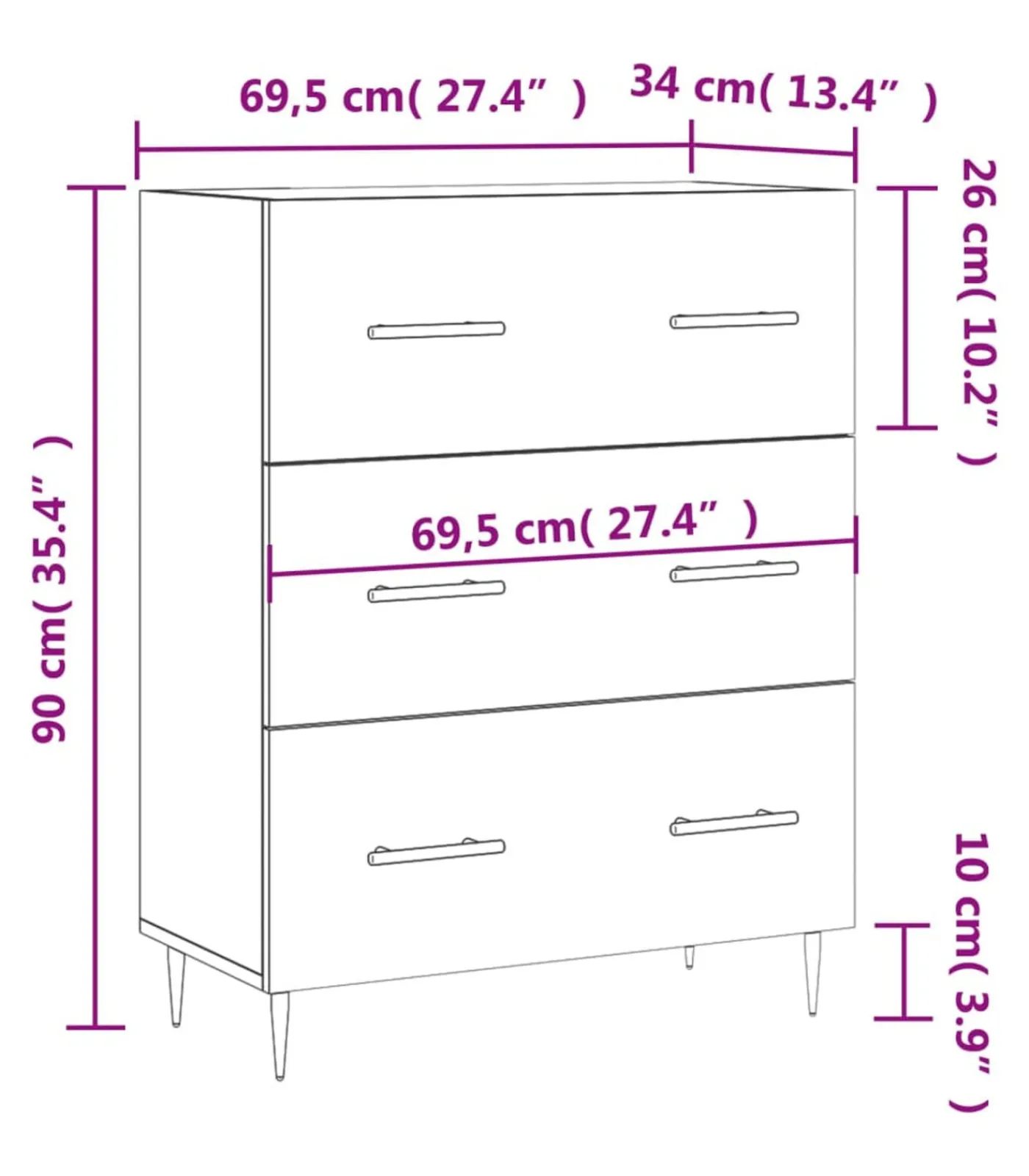 Sale Dressoir 69,5x34x90 cm bewerkt hout grijs sonoma eikenkleurig Meubels