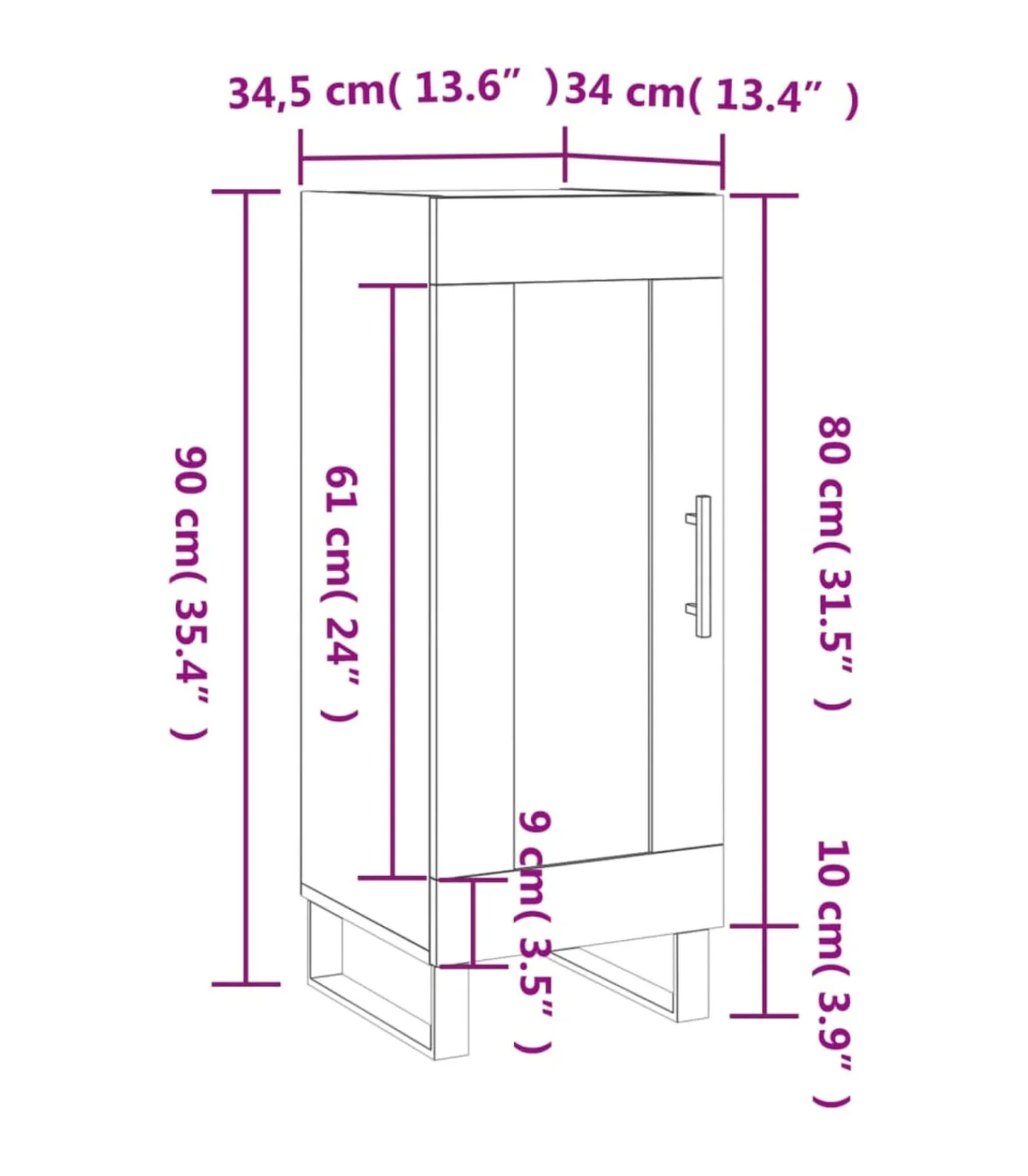 Clearance Dressoir 34,5x34x90 cm bewerkt hout grijs sonoma eikenkleurig Meubels