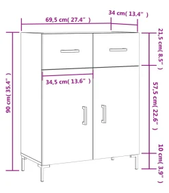 Best Dressoir 69,5x34x90 cm bewerkt hout hoogglans wit Meubels