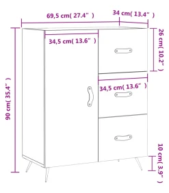 Discount Dressoir 69,5x34x90 cm bewerkt hout grijs sonoma eikenkleurig Meubels