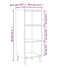 Discount Dressoir 34,5x32,5x90 cm bewerkt hout grijs sonoma eikenkleurig Meubels