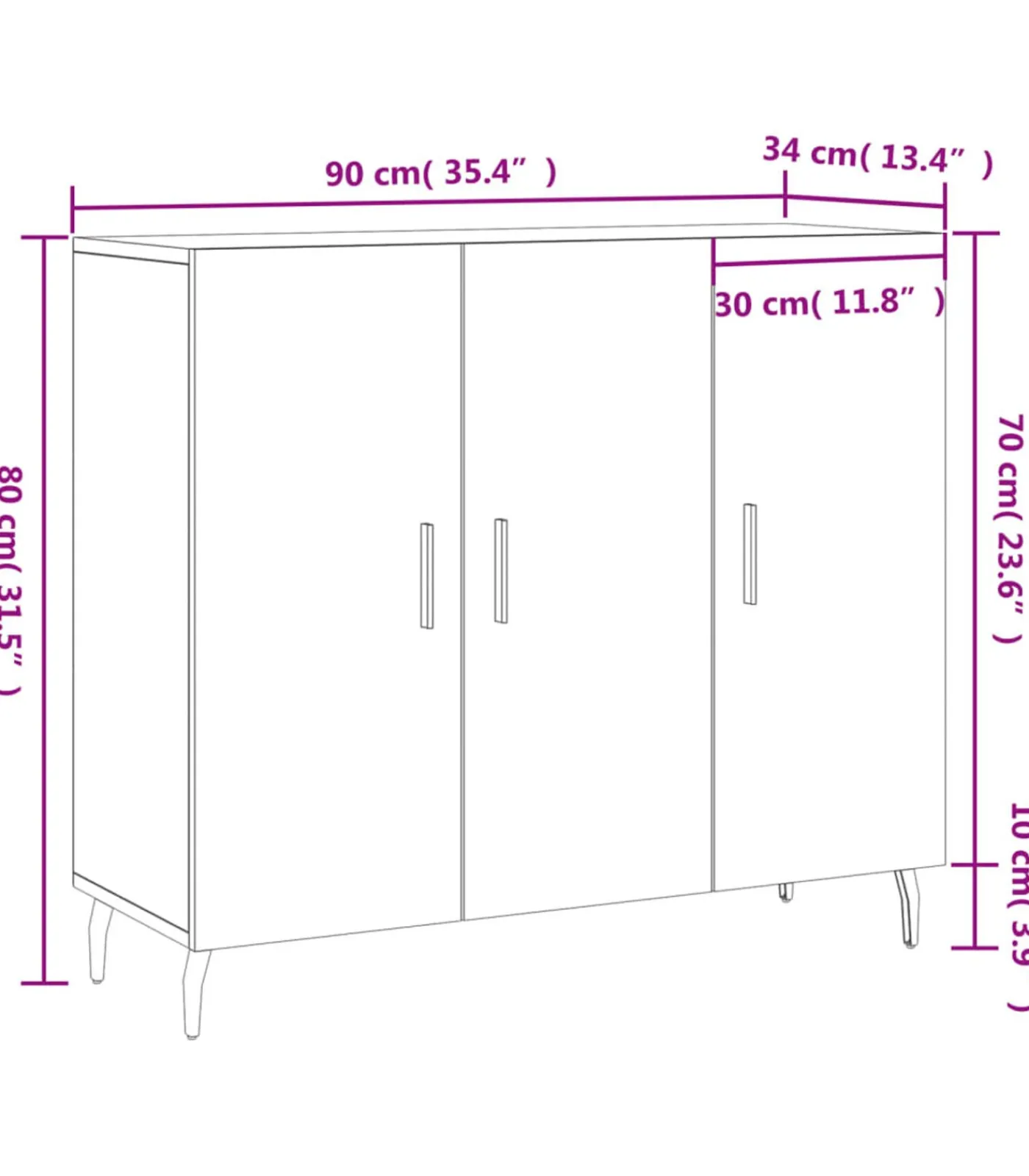 Dressoir 90x34x80 cm bewerkt hout grijs sonoma eikenkleurig Meubels