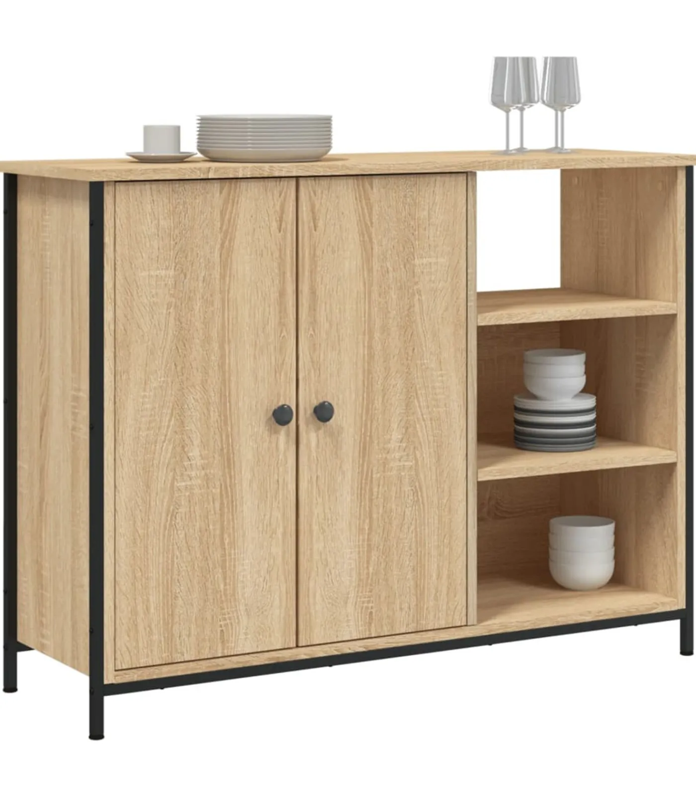 Hot Dressoir 100x33x75 cm bewerkt hout sonoma eikenkleurig Meubels