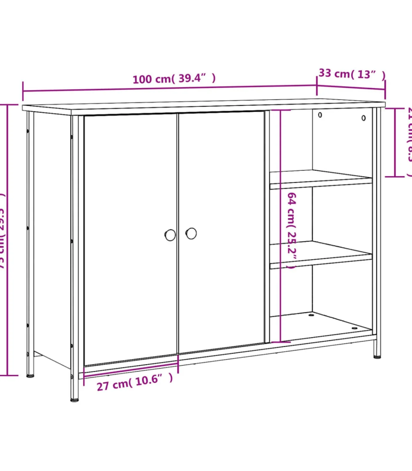Hot Dressoir 100x33x75 cm bewerkt hout sonoma eikenkleurig Meubels