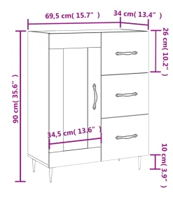 Best Dressoir 69,5x34x90 cm bewerkt hout gerookt eikenkleurig Meubels