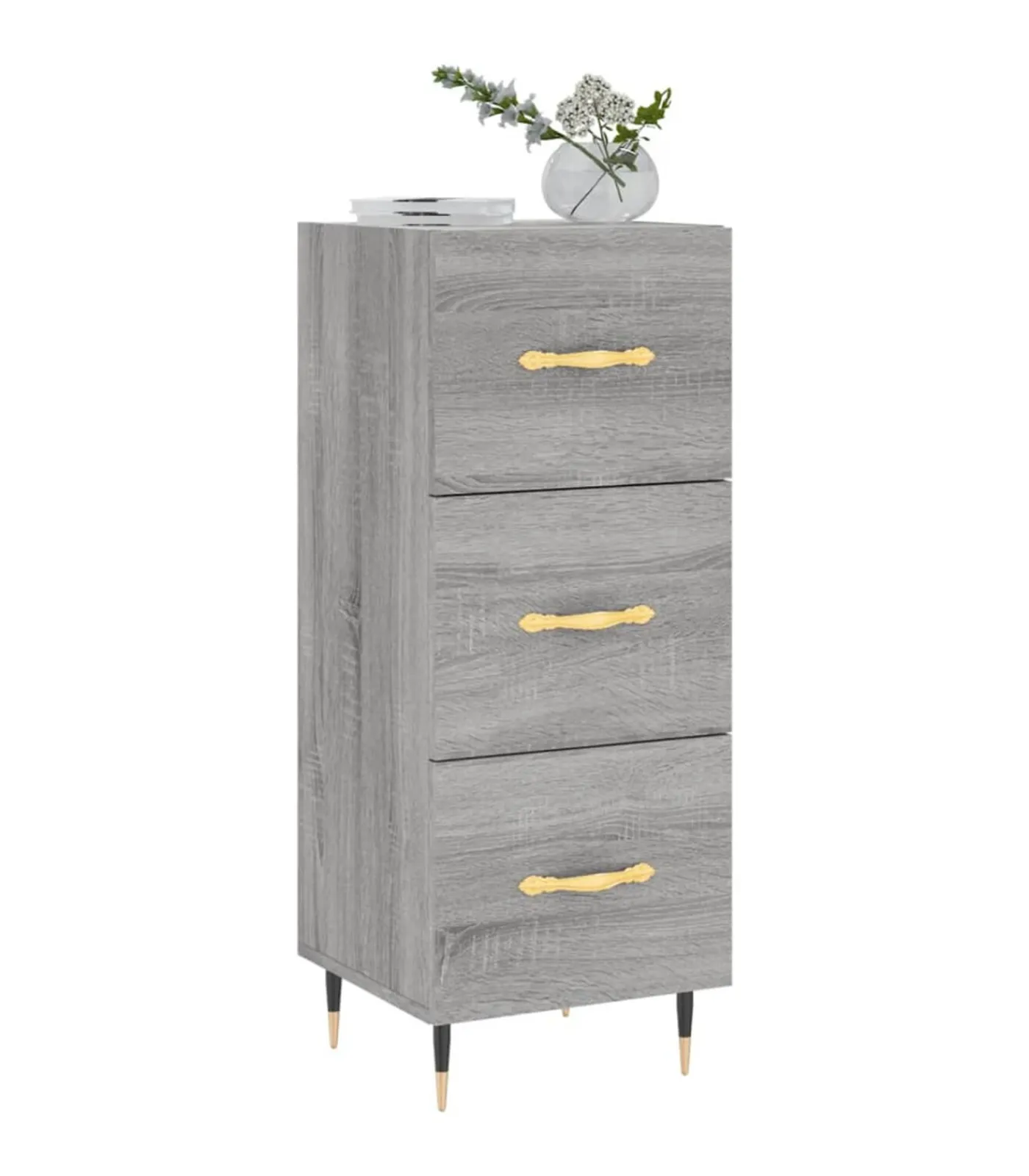Best Dressoir 34,5x34x90 cm bewerkt hout grijs sonoma eikenkleurig Meubels