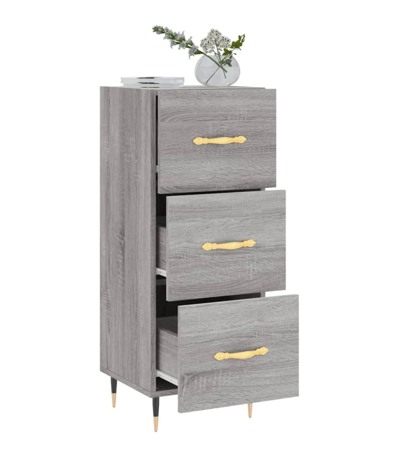 Best Dressoir 34,5x34x90 cm bewerkt hout grijs sonoma eikenkleurig Meubels