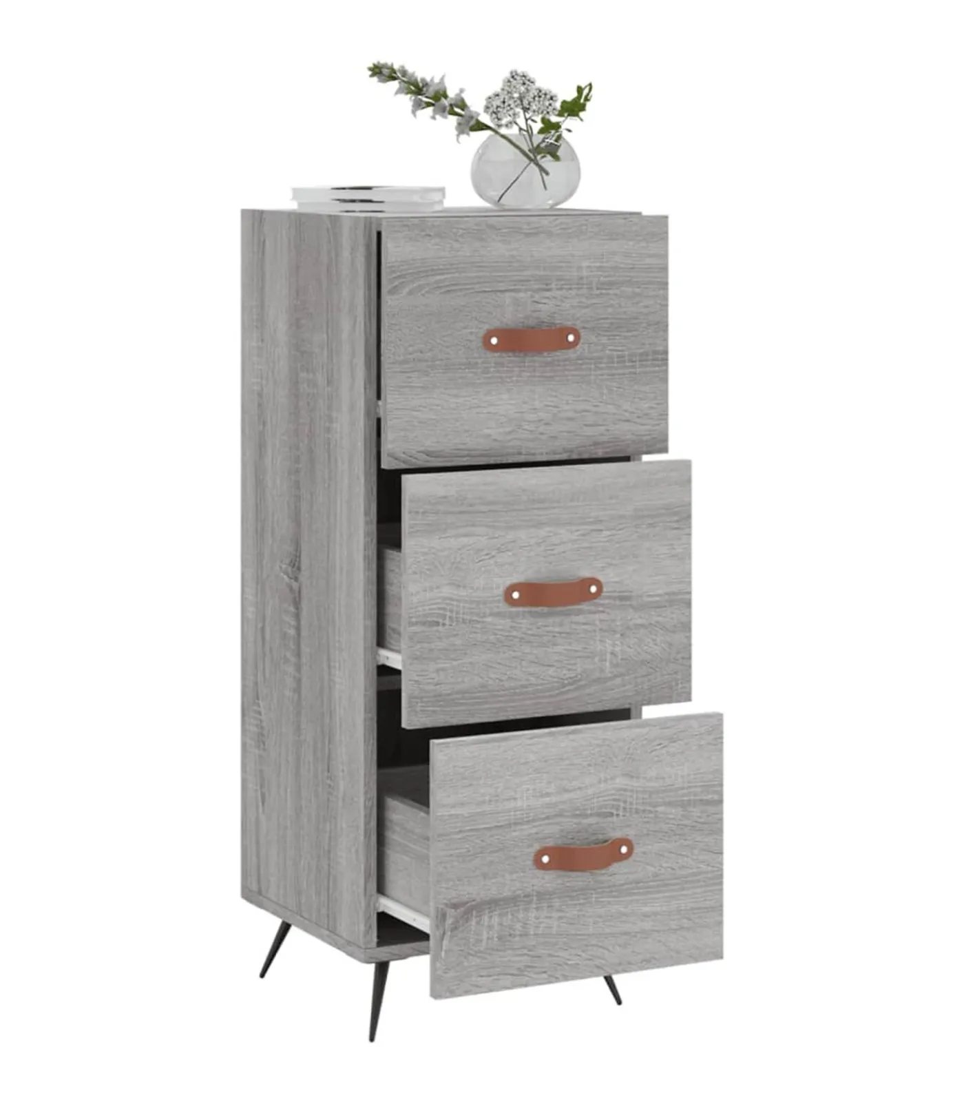 Outlet Dressoir 34,5x34x90 cm bewerkt hout grijs sonoma eikenkleurig Meubels