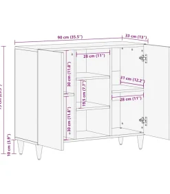 New Dressoir 90x33x75 cm massief mangohout Meubels