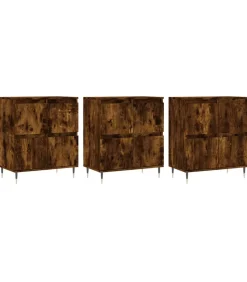 New Dressoirs 3 st bewerkt hout gerookt eikenkleurig Meubels