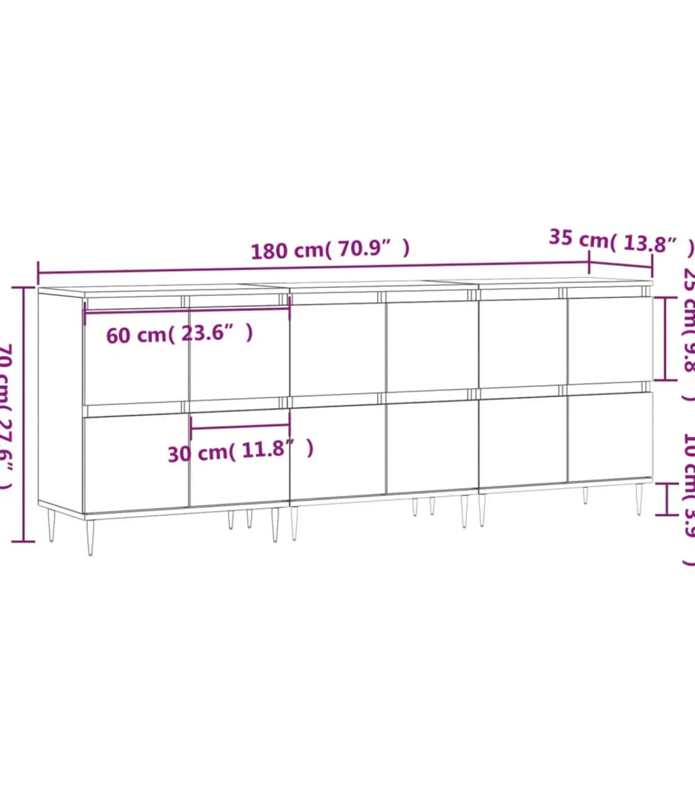 New Dressoirs 3 st bewerkt hout gerookt eikenkleurig Meubels