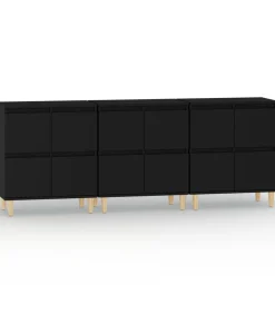 Outlet Dressoirs 3 st 60x35x70 cm bewerkt hout zwart Meubels