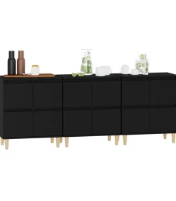 Outlet Dressoirs 3 st 60x35x70 cm bewerkt hout zwart Meubels