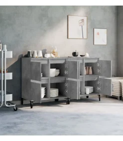 Best Dressoirs 2 st 60x35x70 cm bewerkt hout betongrijs Meubels