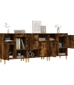 Discount Dressoirs 3 st 60x35x70 cm bewerkt hout gerookt eikenkleurig Meubels